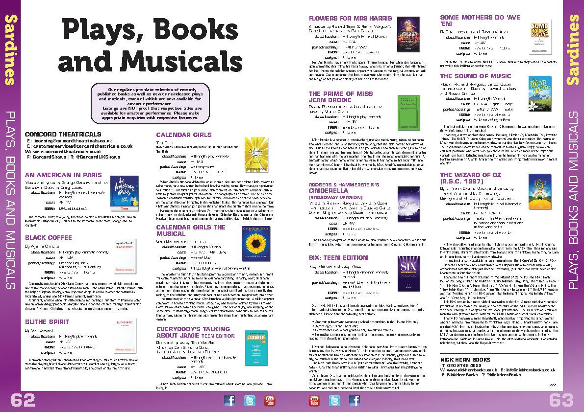 PLAYS, BOOKS AND MUSICALS